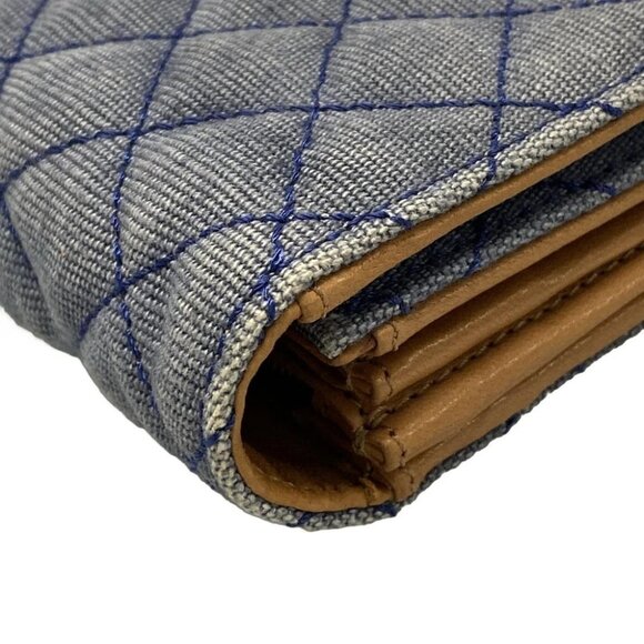 Auth CHANEL Matelasse Blue Light Brown Denim Lambskin Other Style Wallet - Picture 8 of 13